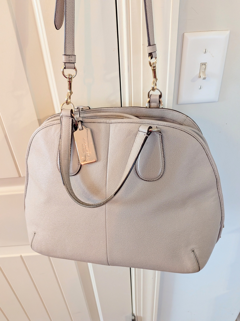 Coach Light Prince Street #34939 Crossgrain Leather Satchel Crossbody Taupe
